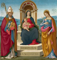 Madonna y el Niño con San Justo de Volterra y Santa Margarita de Antioquía